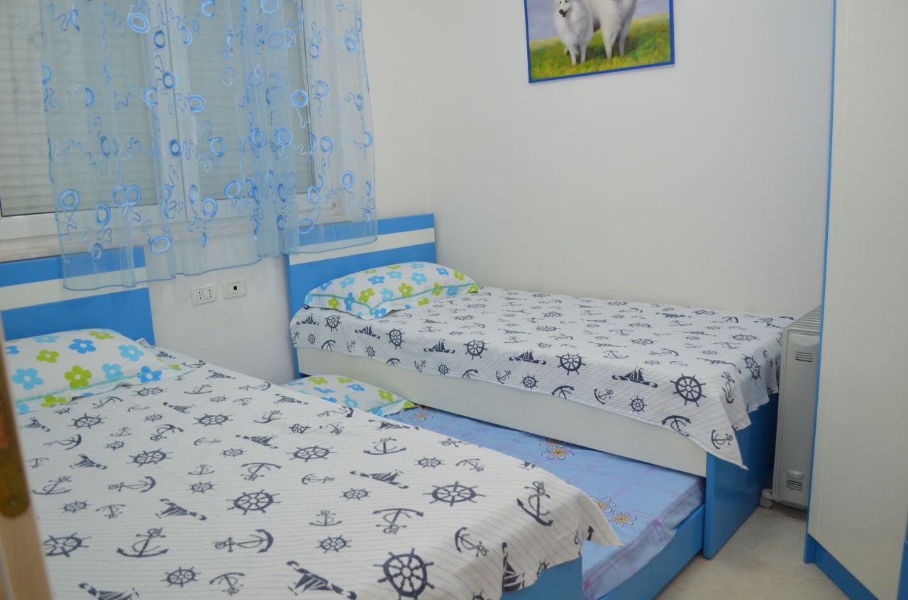Holiday apartment for Rent in Lalzy Bay, in Durres, in the seashore of the Adriatic Sea. The apartment is suitable for 6 people. It is very close to the sea and the capital city, Tirana. 