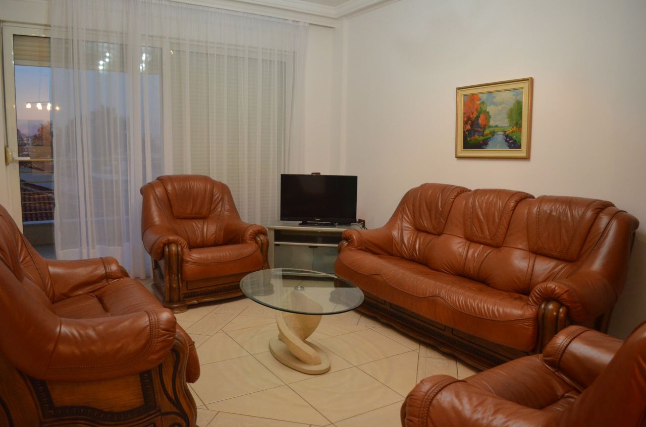 Furnished apartment with two bedrooms for rent in the center of Tirana. 