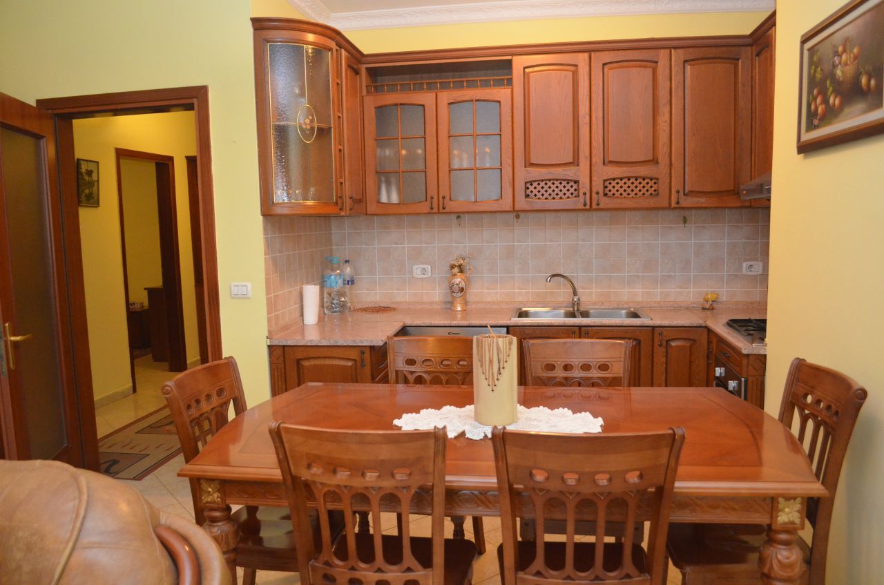 apartment for rent in Tirana with two bedrooms located in very good position and fully furnished