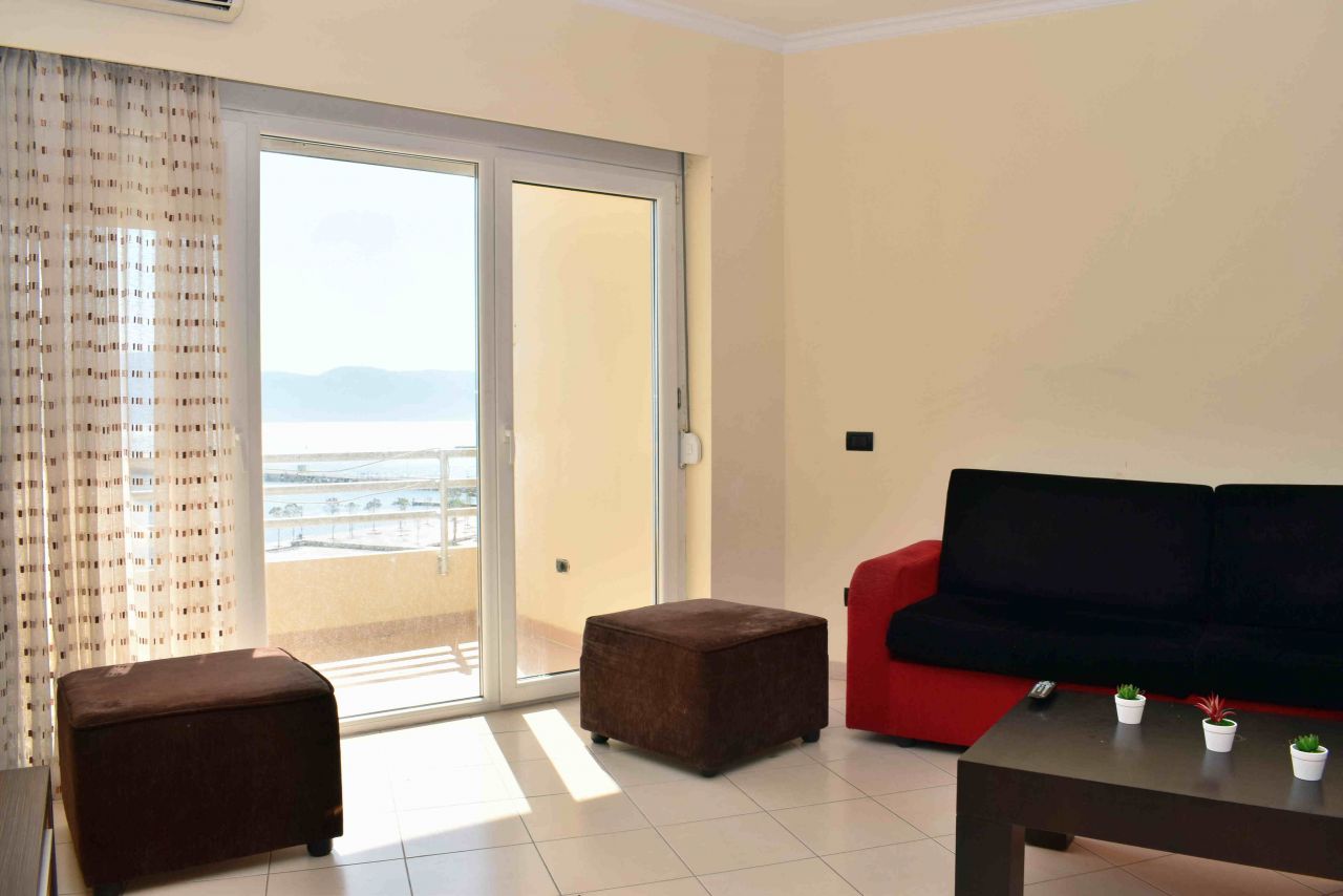 Full Sea View Two Bedroom Apartment for Rent with Two Bathrooms in Vlora